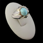 انگشتر نقره مردانه طرح جاهد با سنگ فیروزه نیشابوری