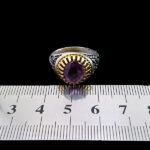 انگشتر نقره مردانه طرح دور طلایی فانتزی سلام بر حسین با سنگ آمیتیست الماس تراش - Image 3