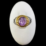 انگشتر نقره مردانه طرح دور طلایی فانتزی سلام بر حسین با سنگ آمیتیست الماس تراش - Image 6