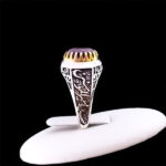 انگشتر نقره مردانه طرح دور طلایی حیدر امیر المومنین با سنگ آمیتیست الماس تراش - Image 4