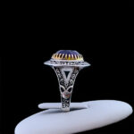 انگشتر نقره مردانه طرح دور طلایی پرهان با سنگ آمیتیست الماس تراش - Image 5