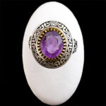 انگشتر نقره مردانه طرح دور طلایی پرهان با سنگ آمیتیست الماس تراش - Image 4