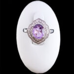 انگشتر آمیتیست نقره زنانه طرح گلچهر‌‌‌ - Image 2