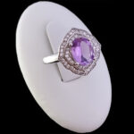 انگشتر آمیتیست نقره زنانه طرح گلچهر‌‌‌