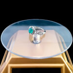 انگشتر عقیق سبز نقره زنانه طرح فرینا - Image 3