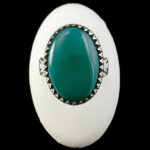 انگشتر عقیق سبز نقره مردانه طرح زاوش - Image 3