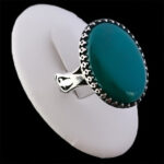 انگشتر عقیق سبز نقره مردانه طرح زاوش