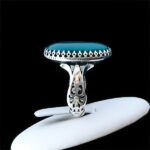 انگشتر عقیق سبز نقره مردانه طرح زاوش - Image 4