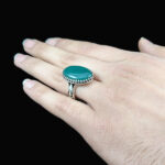 انگشتر عقیق سبز نقره مردانه طرح زاوش - Image 5