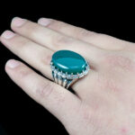 انگشتر عقیق سبز نقره مردانه طرح برنا‌‌‌ - Image 6