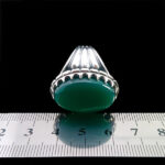 انگشتر عقیق سبز نقره مردانه طرح برنا‌‌‌ - Image 2