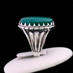 انگشتر عقیق سبز نقره مردانه طرح برنا‌‌‌ - Image 3