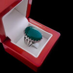 انگشتر عقیق سبز نقره مردانه طرح برنا‌‌‌ - Image 5