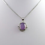 گردنبند عقیق کبود یمنی نقره زنانه طرح فروزنده