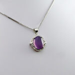 گردنبند عقیق کبود یمنی نقره زنانه طرح فروزنده - Image 2