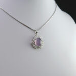 گردنبند عقیق کبود یمنی نقره زنانه طرح کتانه - Image 3