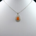 گردنبند عقیق سرخ یمنی نقره زنانه طرح کریمه