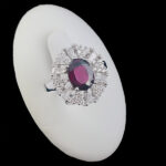 انگشتر نقره زنانه طرح ازهار با سنگ گارنت الماس تراش