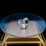 انگشتر نقره زنانه طرح اسرا با سنگ گارنت الماس تراش - Image 2