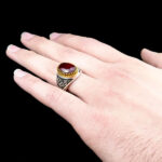 انگشتر گارنت نقره مردانه طرح دور طلایی یا زینب کبری (س) - Image 6