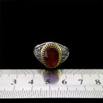 انگشتر گارنت نقره مردانه طرح دور طلایی یا زینب کبری (س) - Image 2