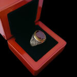 انگشتر گارنت نقره مردانه طرح دور طلایی یا زینب کبری (س) - Image 3