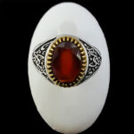 انگشتر گارنت نقره مردانه طرح دور طلایی یا زینب کبری (س) - Image 5