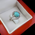 انگشتر فیروزه نیشابوری نقره زنانه طرح روزا - Image 3