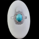 انگشتر فیروزه نیشابوری نقره زنانه طرح روشان - Image 2