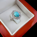 انگشتر فیروزه نیشابوری نقره زنانه طرح روشان - Image 3