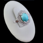 انگشتر فیروزه نیشابوری نقره زنانه طرح روشان