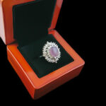 انگشتر عقیق کبود یمنی نقره زنانه طرح دالیا - Image 4