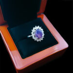 انگشتر عقیق کبود یمنی نقره زنانه طرح دایانا - Image 2