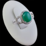 انگشتر عقیق سبز نقره زنانه طرح رشیده‌‌‌