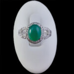 انگشتر عقیق سبز نقره زنانه طرح رشیده‌‌‌ - Image 2