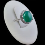 انگشتر عقیق سبز نقره زنانه طرح رعنا‌‌‌