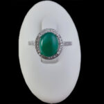 انگشتر عقیق سبز نقره زنانه طرح رعنا‌‌‌ - Image 3