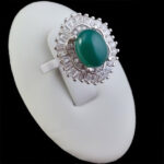 انگشتر عقیق سبز نقره زنانه طرح رضوانه‌‌‌