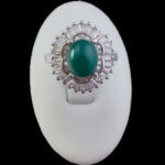 انگشتر عقیق سبز نقره زنانه طرح رضوانه‌‌‌ - Image 2