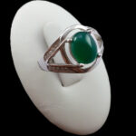 انگشتر عقیق سبز نقره زنانه طرح جیران‌‌‌