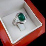 انگشتر عقیق سبز نقره زنانه طرح جیران‌‌‌ - Image 3