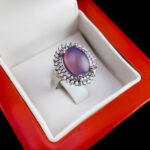 انگشتر عقیق کبود یمنی نقره زنانه طرح ریحان - Image 4