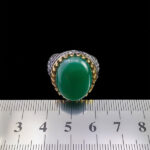 انگشتر عقیق سبز نقره مردانه طرح دور طلایی رامیار‌‌‌ - Image 5