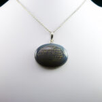 گردنبند عقیق کبود یمنی نقره دست ساز زنانه و مردانه طرح افقی "آیت الکرسی" - Image 3