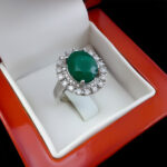 انگشتر زمرد الماس تراش نقره زنانه طرح رفعت - Image 4