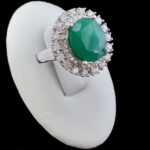 انگشتر زمرد الماس تراش نقره زنانه طرح رفعت