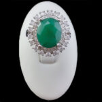 انگشتر زمرد الماس تراش نقره زنانه طرح رفعت - Image 2