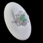 انگشتر زمرد زامبیا الماس تراش نقره زنانه طرح زمانه