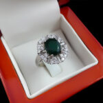 انگشتر زمرد الماس تراش نقره زنانه طرح ساحل - Image 2