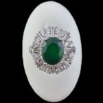 انگشتر زمرد الماس تراش نقره زنانه طرح ساحل - Image 3